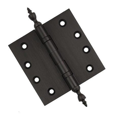 Embassy 4 x 4 Solid Brass Ball Bearing Hinge, Oil Rubbed Bronze Finish Urn Tips 4040BBUS10BU-1